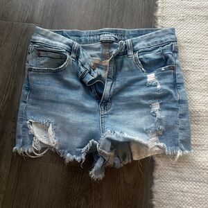 VINTAGE American eagle curvy high rise shortie in super stretch denim shorts